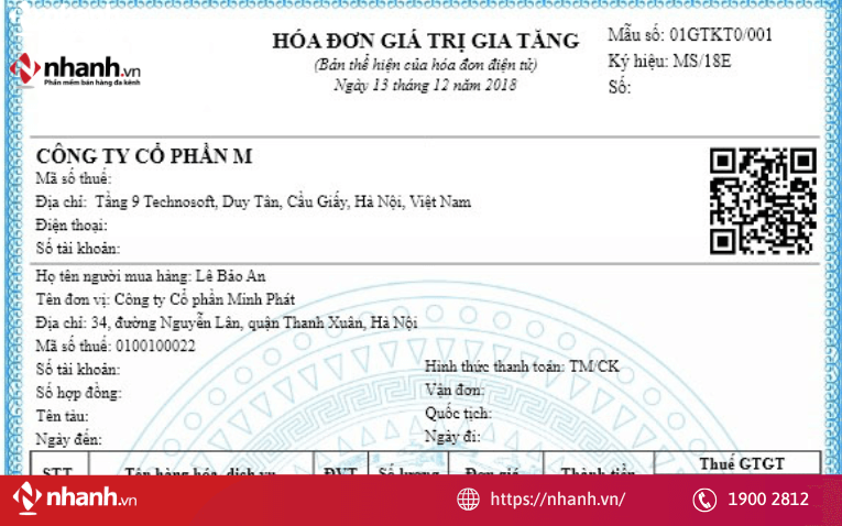 Hóa đơn GTGT điện tử dùng cho doanh nghiệp kê khai thuế