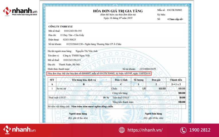 Hóa đơn thay thế