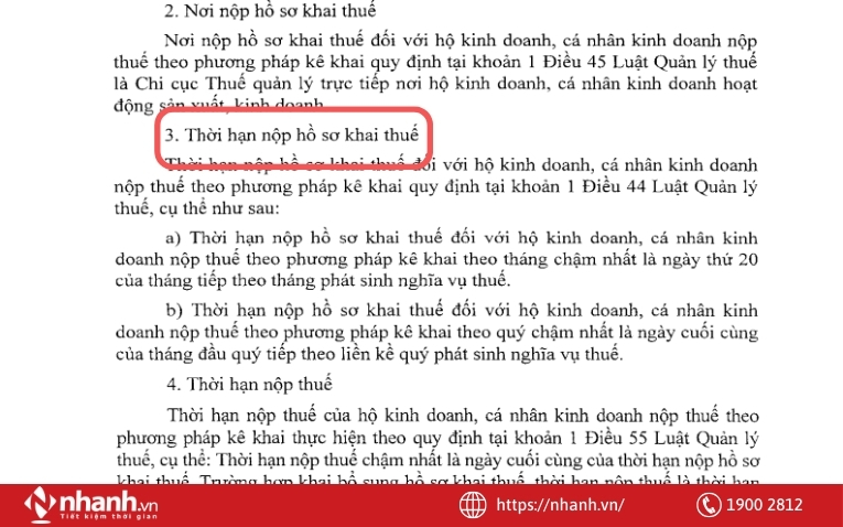 Khoản 3 điều 11 Thông tư 40/2021/TT-BTC quy định về thời hạn nộp hồ sơ khai thuế