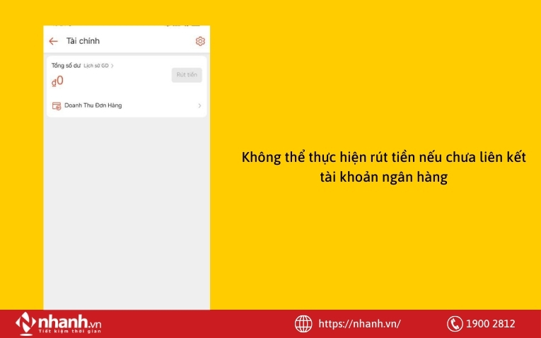 Không rút được tiền vì chưa liên kết tài khoản ngân hàng