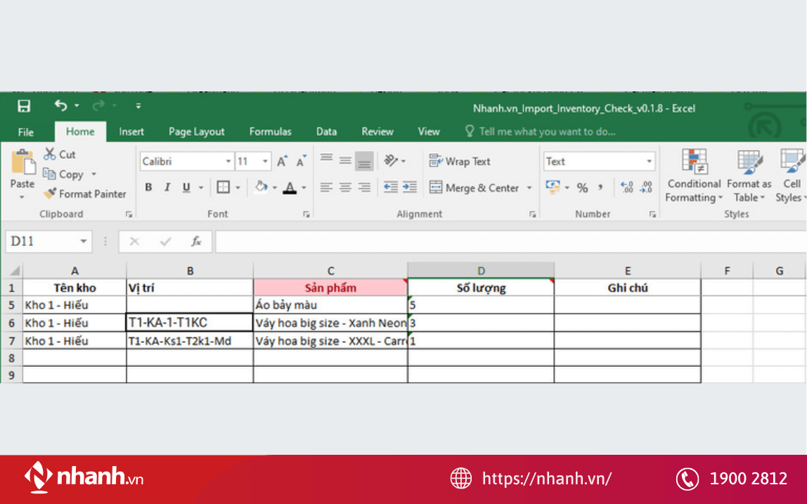 Kiểm kho bằng file excel