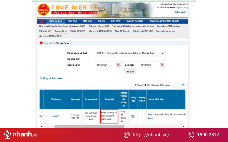 Kiểm tra hồ sơ đã nộp