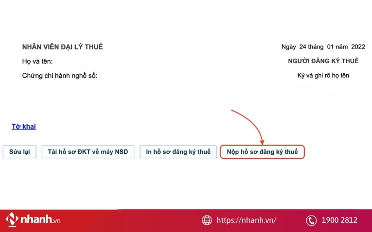 Ký và nộp tờ khai