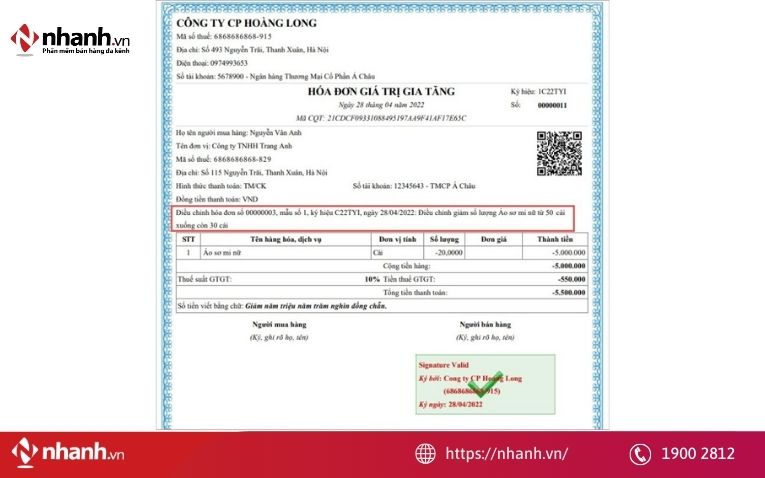 Lập hóa đơn điện tử điều chỉnh bổ sung