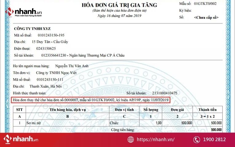 Lập hóa đơn điện tử mới thay thế cho hóa đơn điện tử sai tên hàng hóa