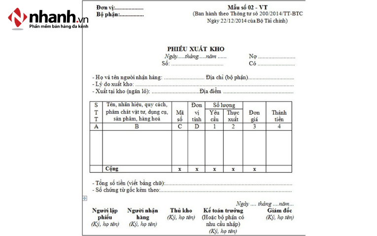 Lập phiếu xuất kho