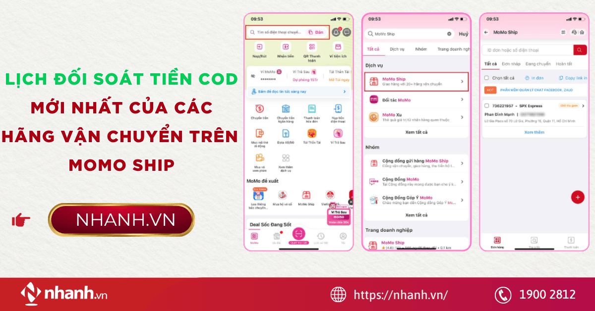 Lịch đối soát tiền cod mới nhất của các hãng vận chuyển trên MoMo Ship