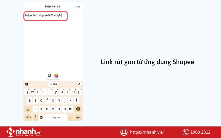 Link rút gọn từ ứng dụng Shopee
