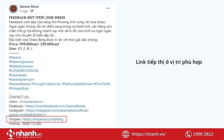 Link tiếp thị ở vị trí phù hợp