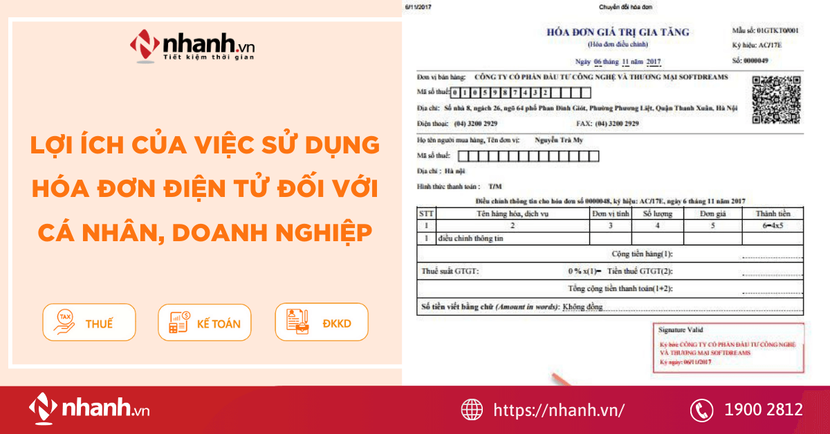 Lợi ích của việc sử dụng hóa đơn điện tử đối với cá nhân, doanh nghiệp