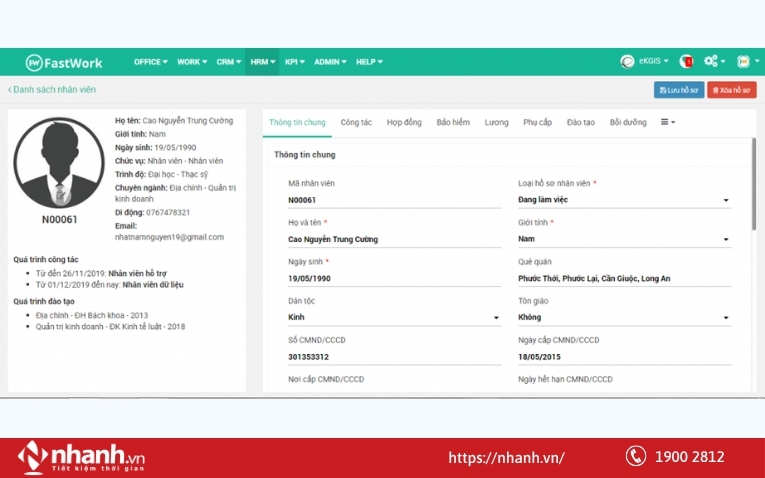 Lưu trữ hồ sơ của nhân viên trên phần mềm FastWork