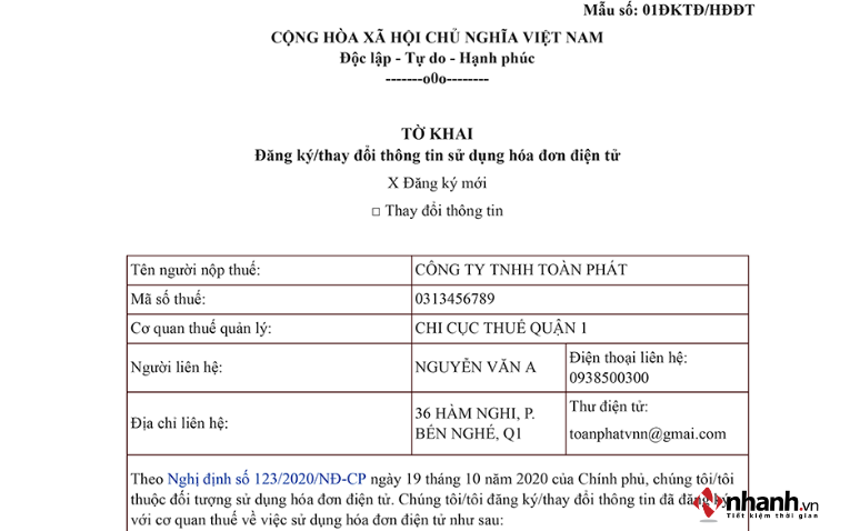 Mẫu 01/ĐKTĐ-HĐĐT