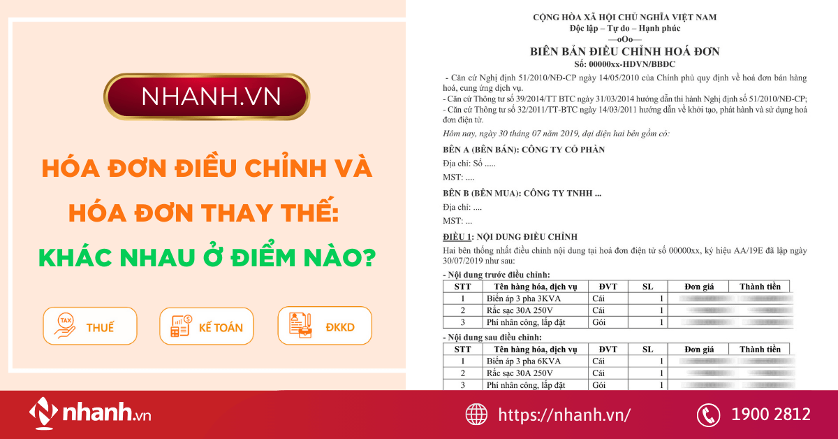 Hóa đơn điều chỉnh và hóa đơn thay thế: Khác nhau ở điểm nào?
