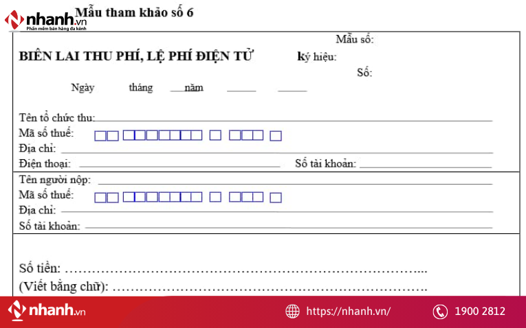 Mẫu biên lai thu phí lệ phí điện tử theo định dạng chuẩn thông tư 32