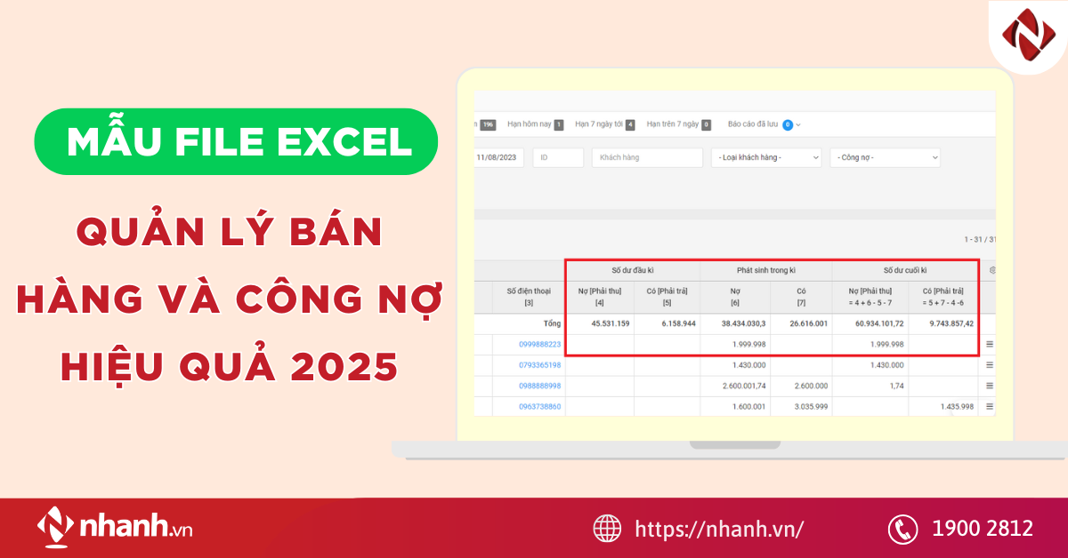 Mẫu file Excel quản lý bán hàng và công nợ hiệu quả, dễ dùng