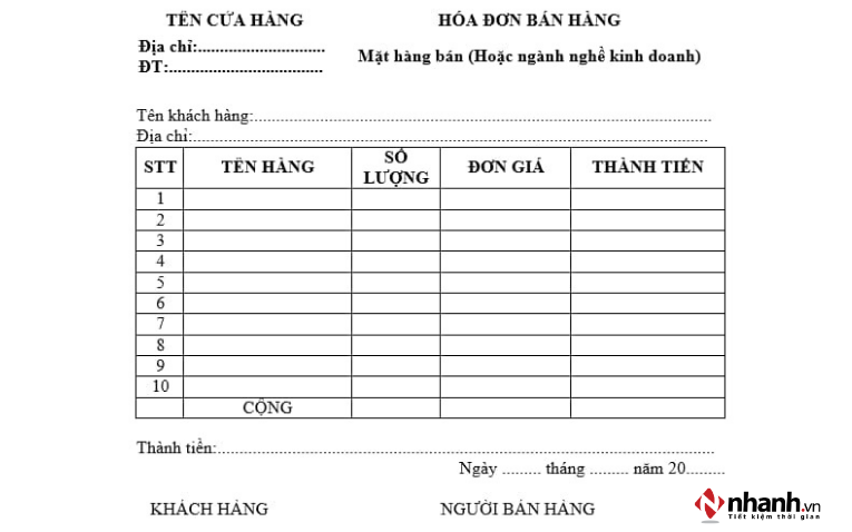 Mẫu hóa đơn bán lẻ mới nhất phù hợp với mọi ngành nghề