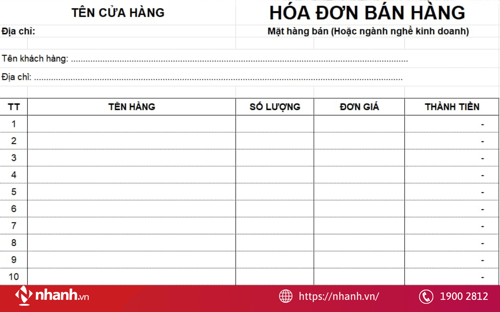 Mẫu hóa đơn bán lẻ mới nhất phù hợp với mọi ngành nghề