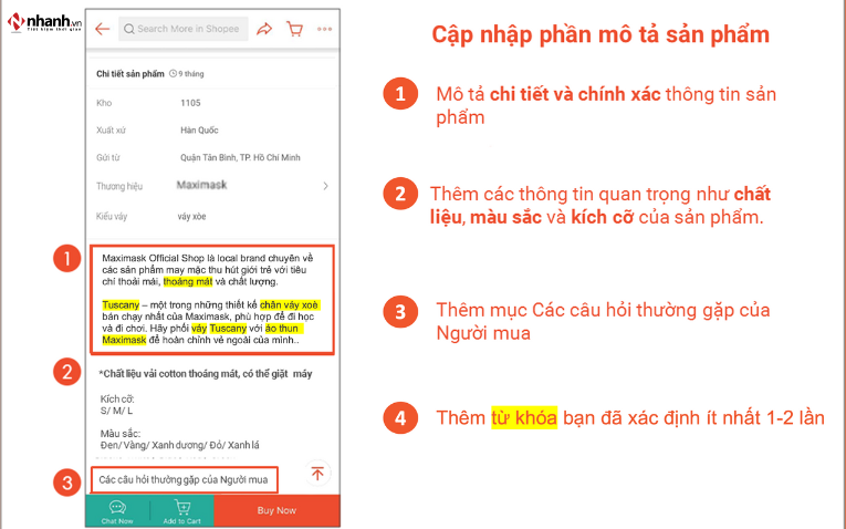 Mô tả sản phẩm chi tiết, có từ khóa phụ