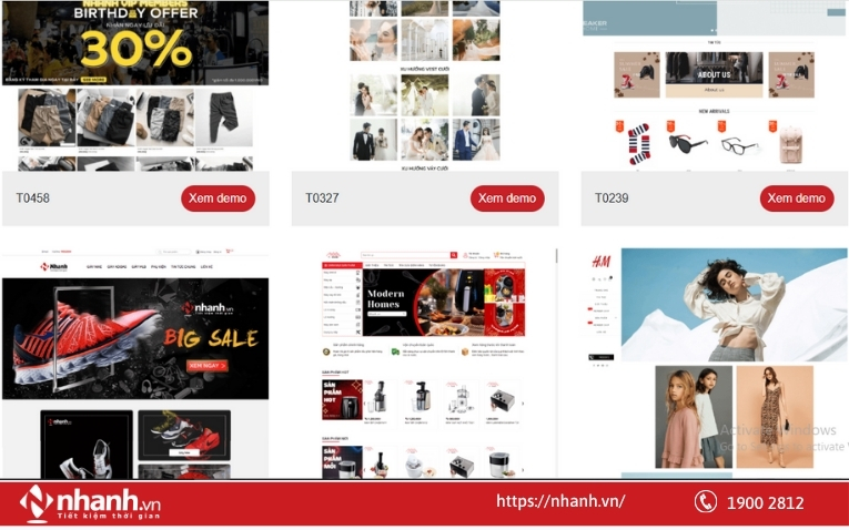 Có thể tạo website bán hàng nhanh chóng từ hơn 200 giao diện mẫu của Nhanh.vn