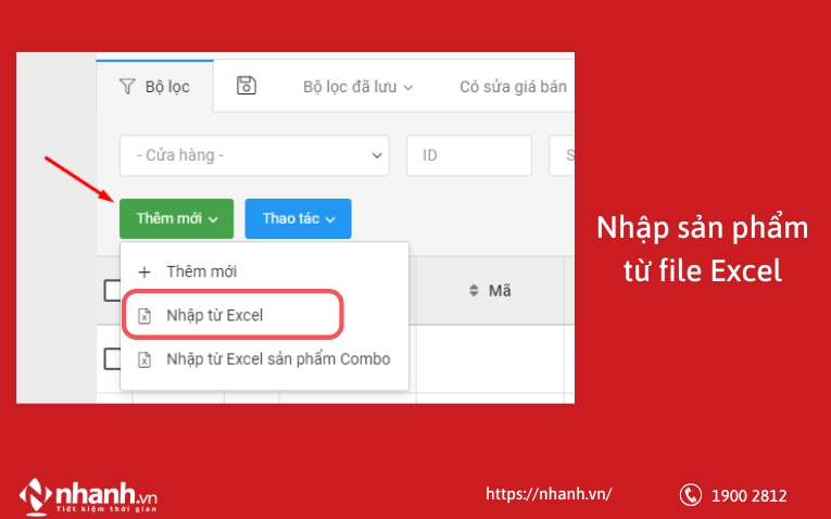 Nhập sản phẩm từ file Excel