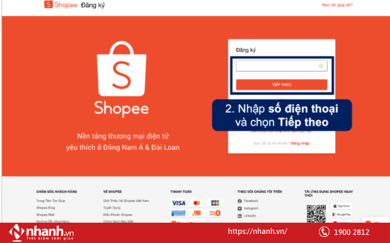 Nhập số điện thoại hợp lệ tại Việt Nam > chọn Tiếp theo.