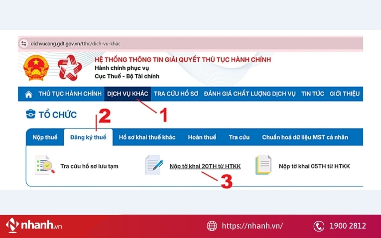 Nộp tờ khai 20TH từ HTKK