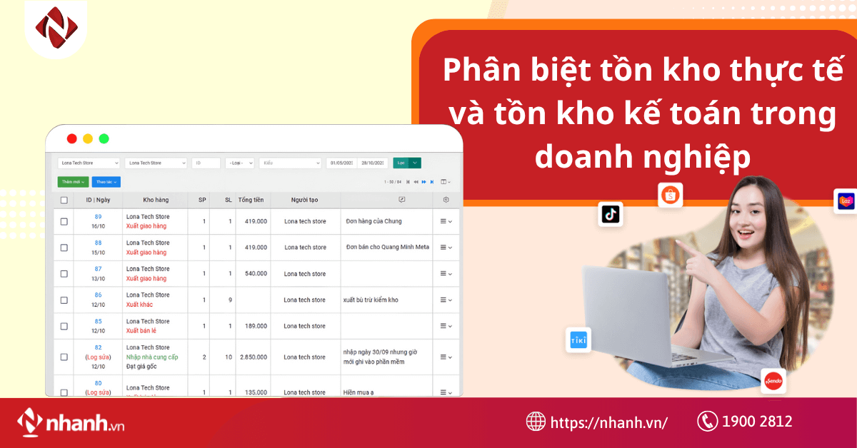 Phân biệt tồn kho thực tế và tồn kho kế toán trong doanh nghiệp