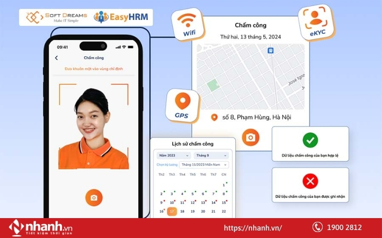 Phần mềm chấm công bằng khuôn mặt EasyHRM