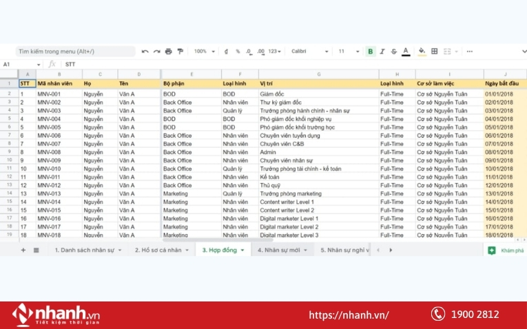Quản lý nhân sự bằng Excel