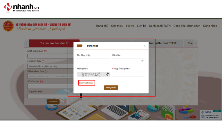 Trường hợp 2: Quên mật khẩu đăng nhập