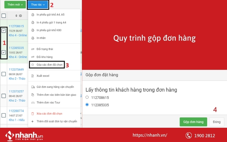 Quy trình gộp đơn hàng
