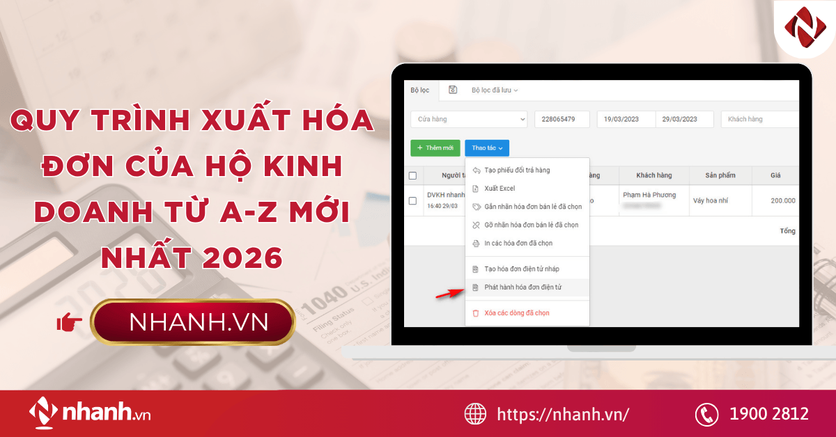 Quy trình xuất hóa đơn của hộ kinh doanh từ A-Z mới nhất 2026