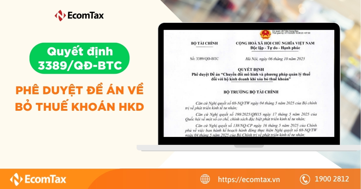 Quyết định 3389/QĐ-BTC phê duyệt Đề án về bỏ thuế khoán HKD