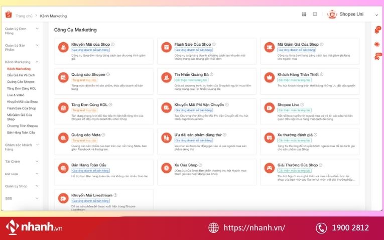 Set chương trình marketing sàn Shopee