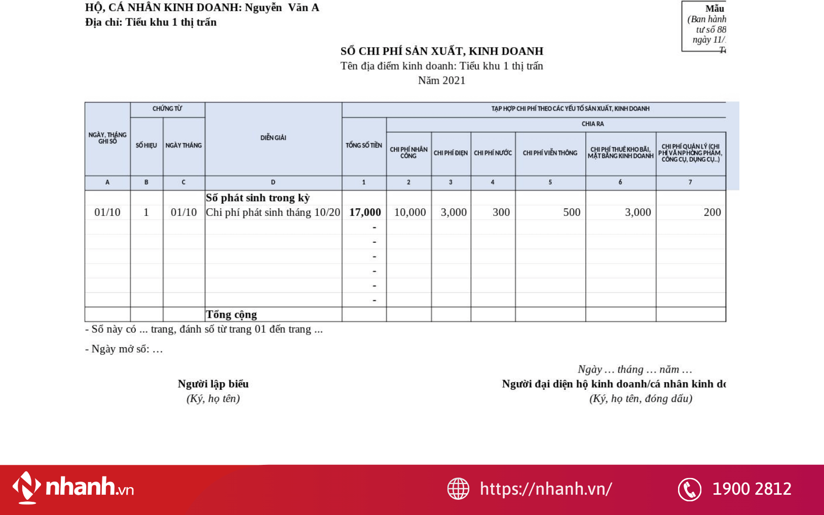 Sổ chi phí sản xuất, kinh doanh (Mẫu S3-HKD)