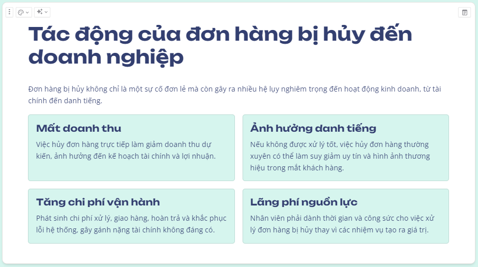Tác động của việc đơn hàng bị hủy đối với doanh nghiệp