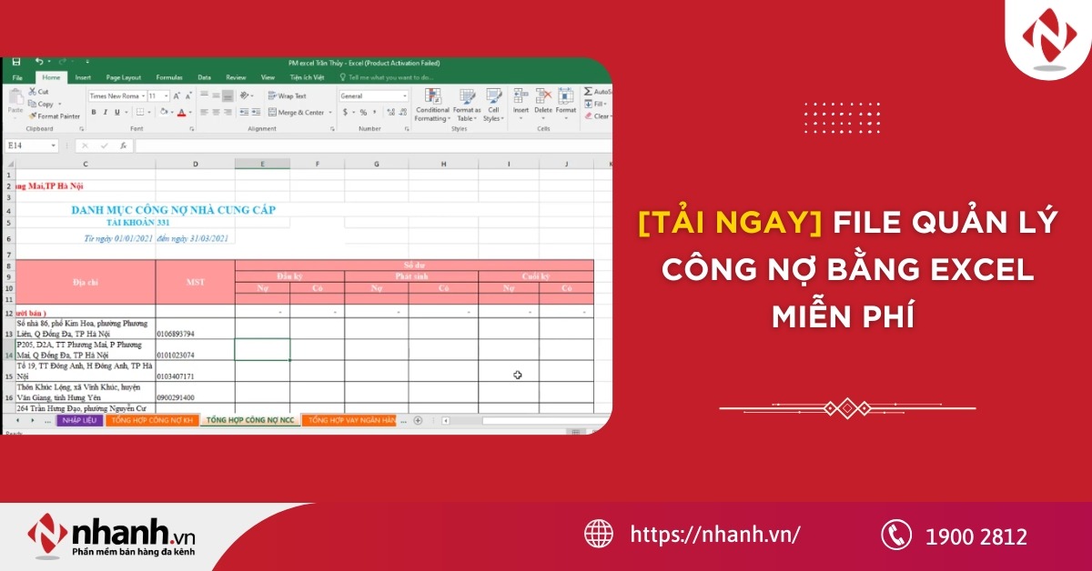 [TẢI NGAY] File quản lý công nợ bằng Excel miễn phí năm 2026