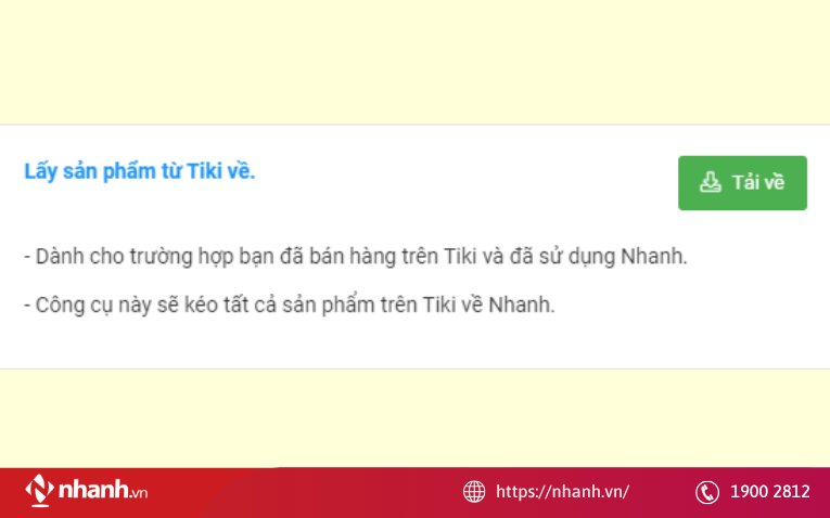 Tải sản phẩm từ sàn, chờ ghép nối với sản phẩm trên Nhanh.vn