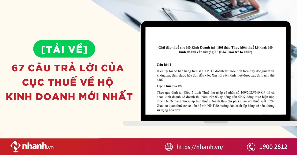 [Tải về] 67 câu trả lời của Cục Thuế về hộ kinh doanh mới nhất