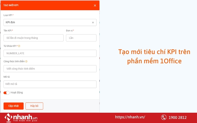 Tạo mới tiêu chí KPI trên phần mềm 1Office