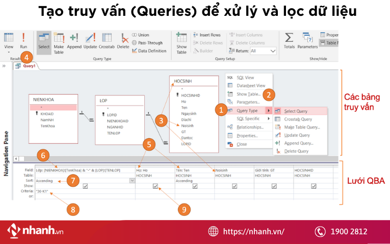 Tạo truy vấn (Queries) để xử lý và lọc dữ liệu