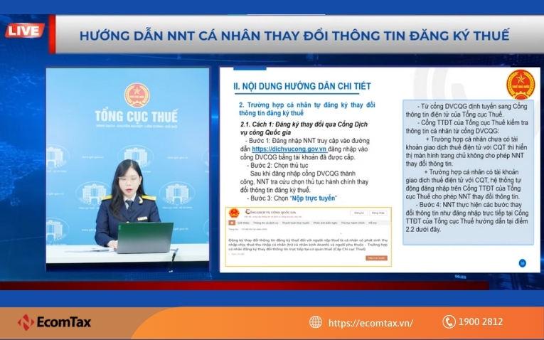 Thay đổi thông tin mã số thuế cá nhân online qua Cổng Dịch vụ công Quốc gia