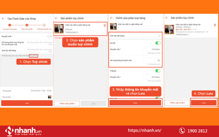 Thêm sản phẩm và thiết lập khuyến mãi cho Flash Sale