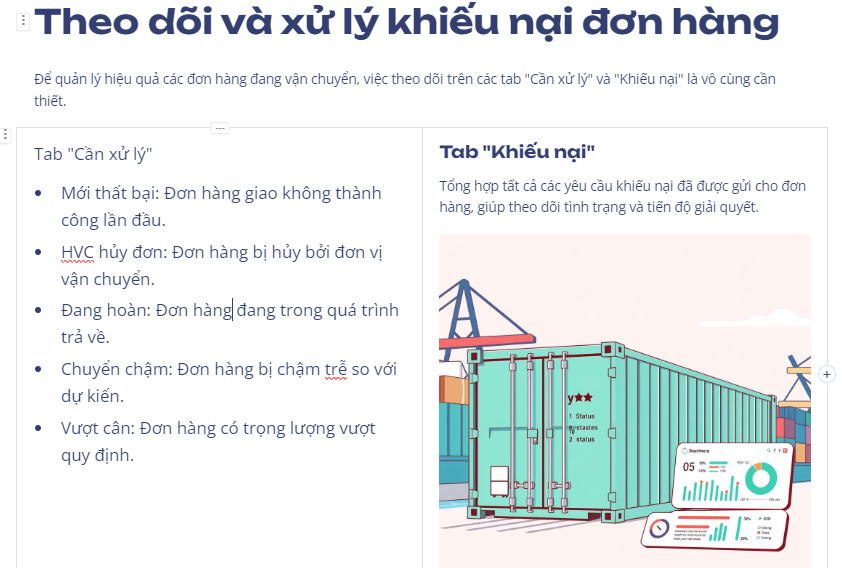 Theo dõi xử lý khiếu nại đơn hàng