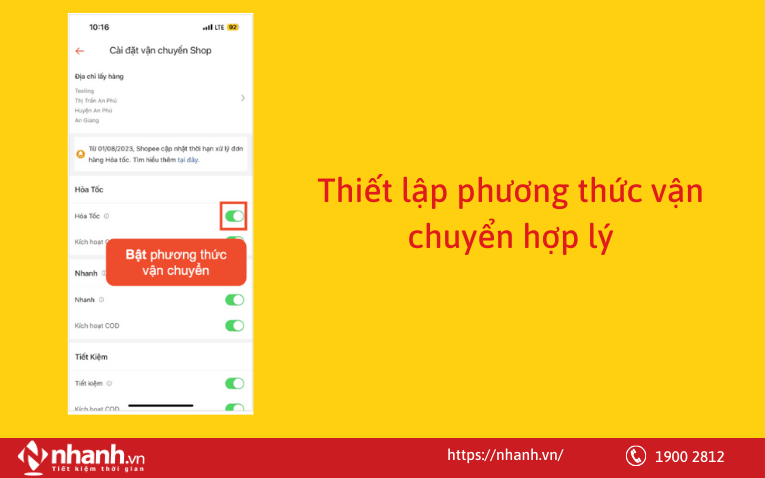 Thiết lập phương thức vận chuyển hợp lý