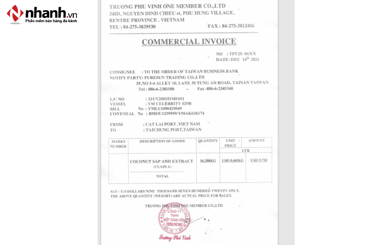 Thông tin bắt buộc trên hóa đơn thương mại điện tử