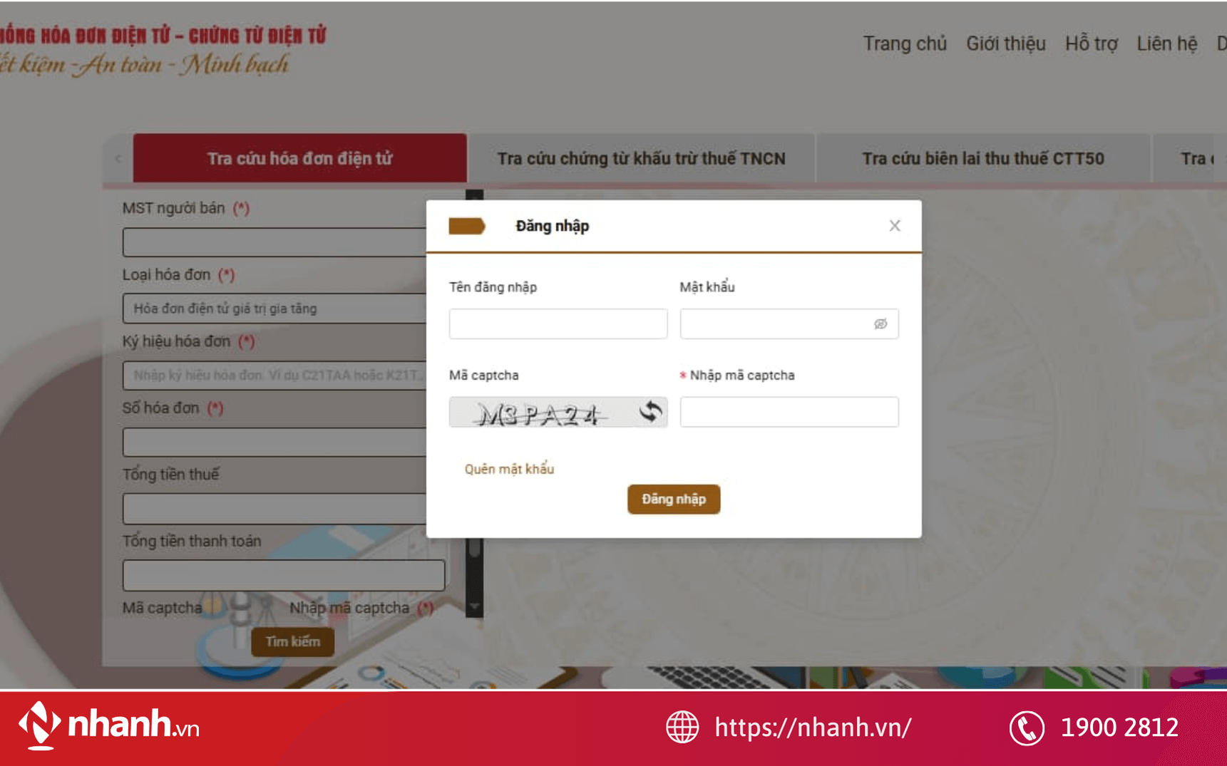 Chọn tính năng "Quên mật khẩu"