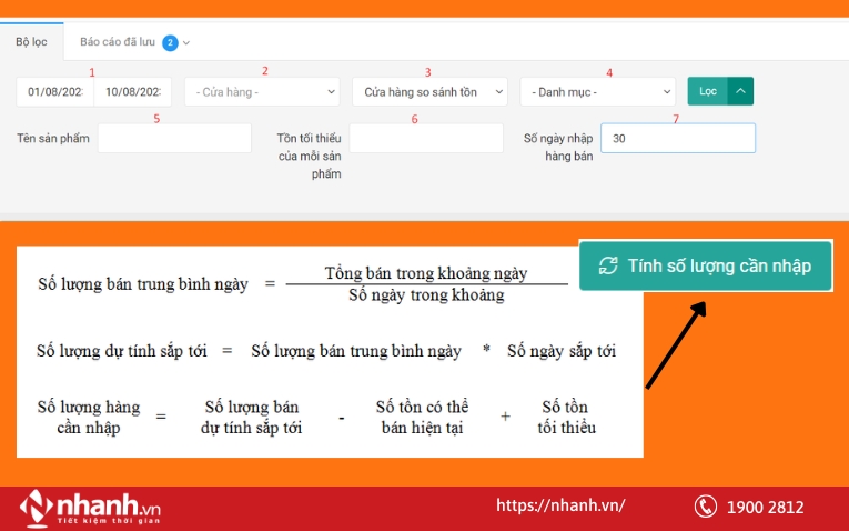 Tính năng dự báo nhập hàng