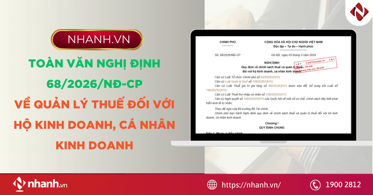 Toàn văn Nghị định 68/2026/NĐ-CP về quản lý thuế đối với hộ kinh doanh, cá nhân kinh doanh