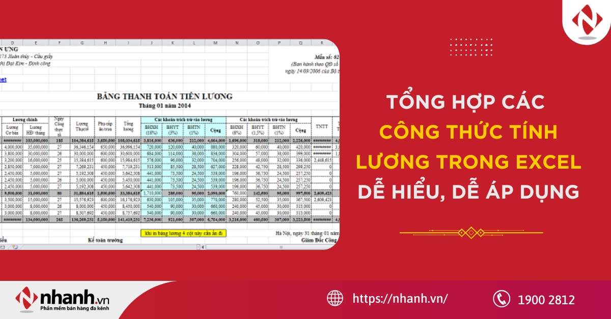 Tổng hợp các công thức tính lương trong Excel dễ hiểu, dễ áp dụng